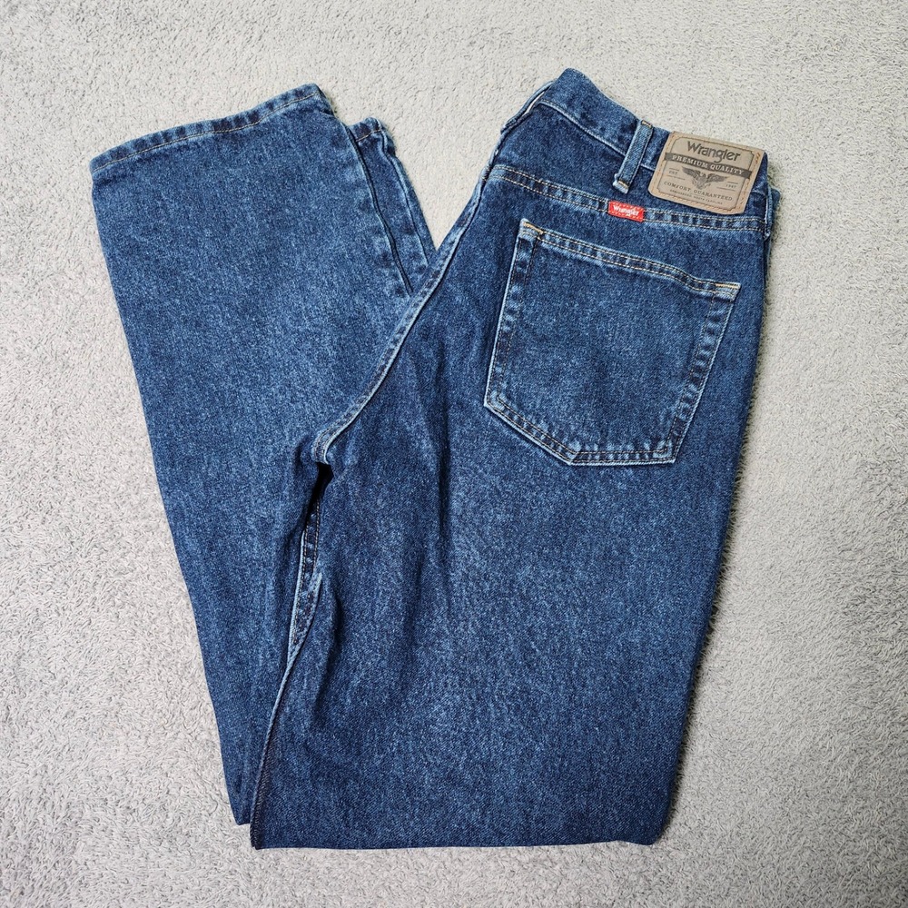 Wrangler Mens 36x32 Regular Fit Jeans Blue Acid Wash Straight Leg 96501MR